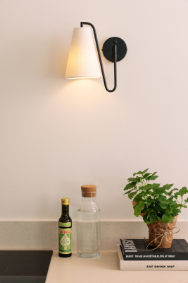 Lou vägglampa vit bouclé/svart#3