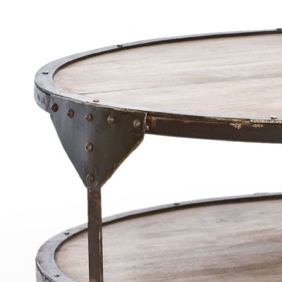 Bombay soffbord D90 cm trä/metall med hjul#2