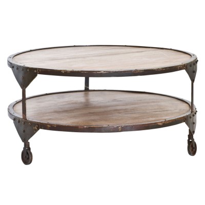 Bombay soffbord D90 cm trä/metall med hjul