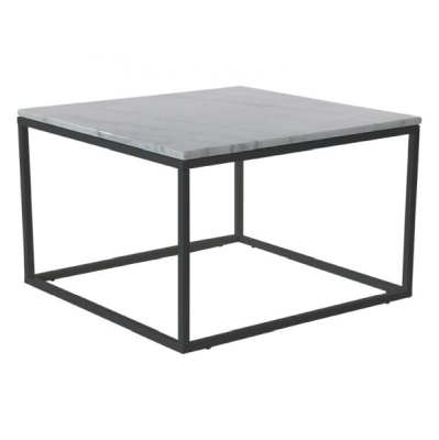 Accent soffbord 75x75 cm ljus marmor/svart