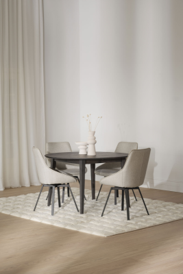 Filippa matbord runt 120 cm mörkbrun ek, inkl 1 iläggsskiva#7