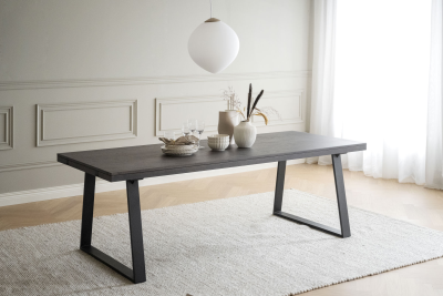 Brooklyn matbord 220x95 mörkbrun ek/U-ben svart metall#3