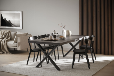 Brooklyn matbord 220x95 mörkbrun ek/X-ben svart metall#3