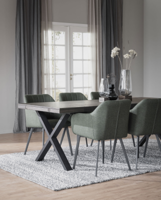 Brooklyn matbord 220x95 mörkbrun ek/X-ben svart metall#5