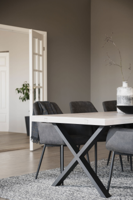 Brooklyn matbord 220x95 vitpigmenterad ek/X-ben svart metall#3