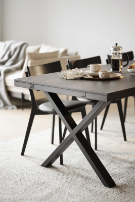 Brooklyn matbord 170x95 mörkbrun ek/X-ben svart metall#2