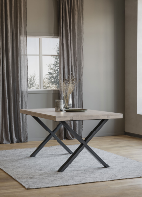 Brooklyn matbord 170x95 vitpigmenterad ek/X-ben svart metall#2