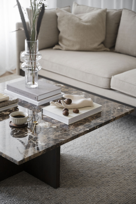 Brooksville soffbord kvadrat 90x90 cm brun marmor/brun ek#5