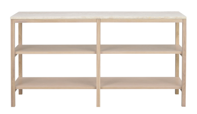 Orwel avlastningsbord 140xH75 cm beige travertin/vitpigmenterad ek