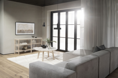 Orwel avlastningsbord 140xH75 cm beige travertin/vitpigmenterad ek#5