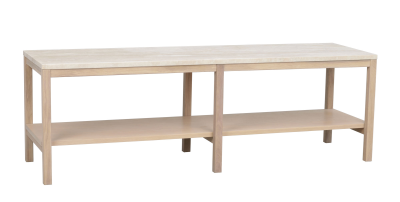Orwel avlastningsbord 140xH45 cm beige travertin/vitpigmenterad ek#3