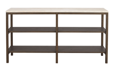 Orwel avlastningsbord 140xH75 cm beige travertin/brun ek