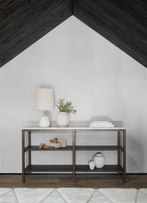 Orwel avlastningsbord 140xH75 cm beige travertin/brun ek#2