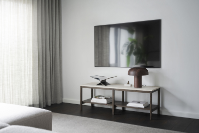 Orwel avlastningsbord 140xH45 cm beige travertin/brun ek#2