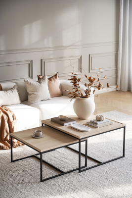 Deerfield soffbord 70x70 cm vitpigmenterad ek/svart metall#6