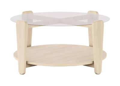 Arran soffbord Ø93 cm vitpigmenterad ek/glas