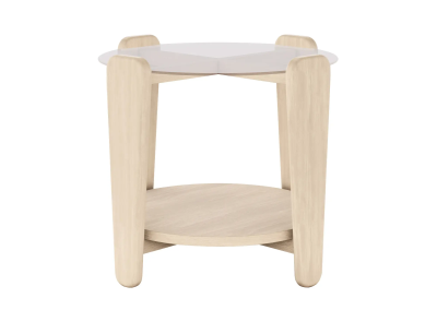 Arran soffbord Ø52 cm vitpigmenterad ek/glas