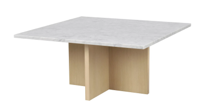 Brooksville soffbord kvadrat 90x90 vit marmor/vitpigment ek