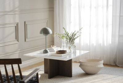 Brooksville soffbord kvadrat 90x90 cm vit marmor/brun ek#2