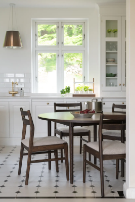 Fairmount matbord runt Ø120 beige HPL/brun ek#2