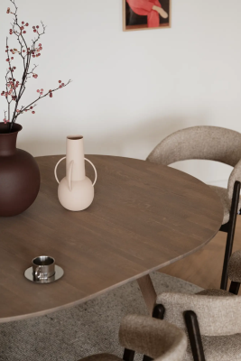 Clapperton matbord runt Ø140 sandfärgad ek#3