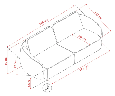 Norris soffa 3-sits tyg Anna #20 benvit#5