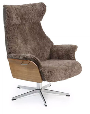 Air fåtölj fårskinn Sahara/Arts fossil, eksidor fot i alu