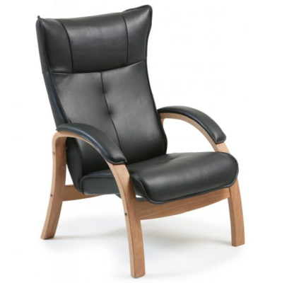 Easy fåtölj med klädda armstöd oljad ek/skinn fantasy svart