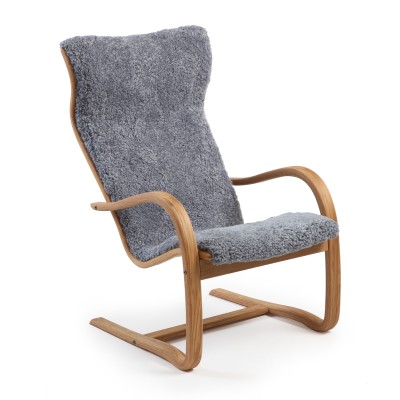 Gazell fåtölj svikt oljad ek/fårskinn graphite