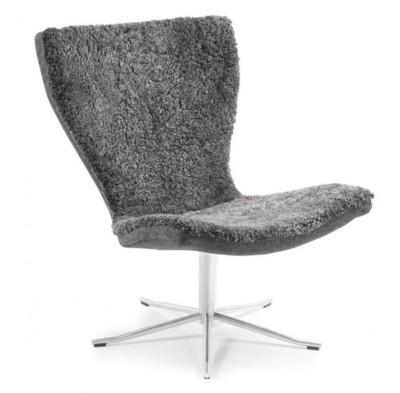 Gyro fåtölj utan arm fårskinn graphite/alu
