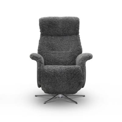 Lissabon fåtölj flip-up motorrecliner fårskinn ljusgrå#2