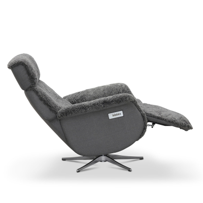 Lissabon fåtölj flip-up motorrecliner fårskinn ljusgrå#4