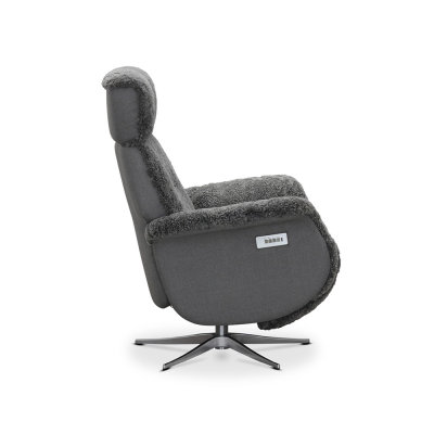 Lissabon fåtölj flip-up motorrecliner fårskinn ljusgrå#5