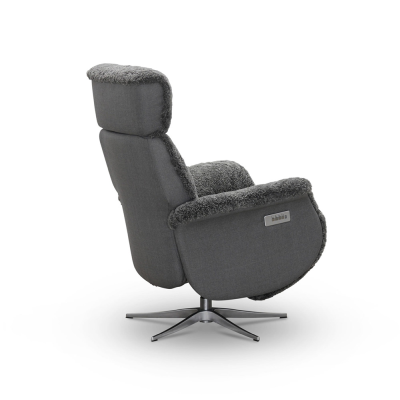 Lissabon fåtölj flip-up motorrecliner fårskinn ljusgrå#6