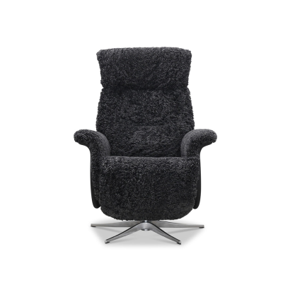 Lissabon fåtölj flip-up motorrecliner fårskinn mörkgrå#2