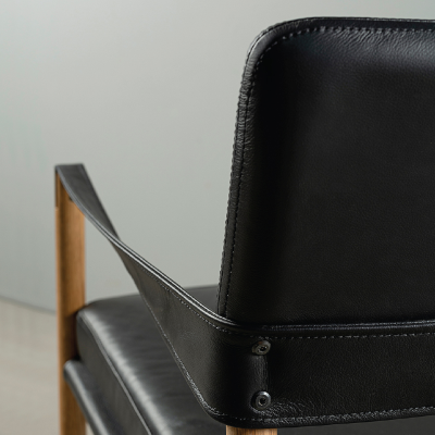 Bremen loungestol ek oljad, läder svart#3