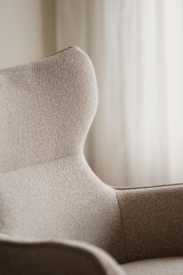 Jenkins fåtölj+fotpall beige tyg/svart metall#3