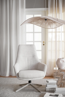 Conroe fåtölj ljusbeige tyg/beige metall snurr#2