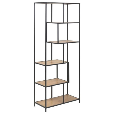 Seaford hylla 77x35x185 cm svart/vild ek#1