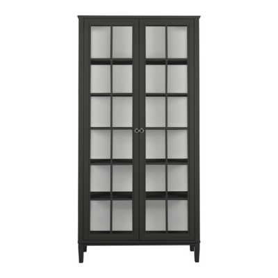 Stockholm 2.0 vitrinskåp bred penselmålad svart med belysning