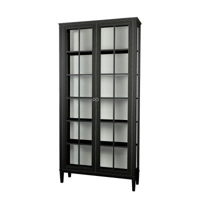 Stockholm 2.0 vitrinskåp bred penselmålad svart med belysning#2