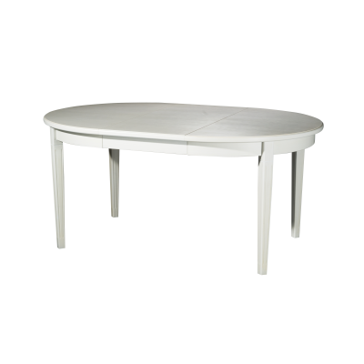 Stockholm matbord runt 115 cm inkl. 3 ilägg penselmålad vit#1