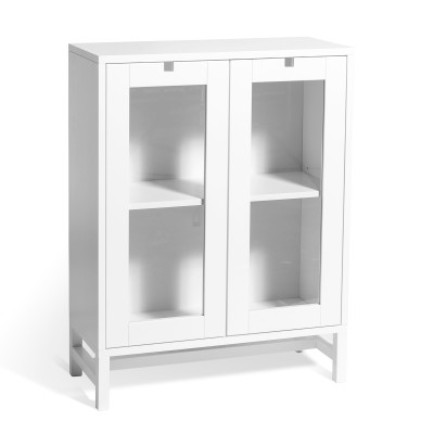 Falsterbo skåp 90 vit med glasdörrar