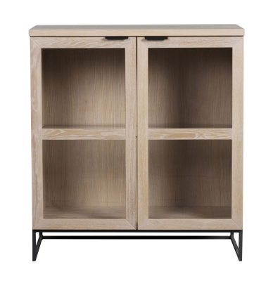 Everett skåp 105 glasdörr vitpigmenterad ek/svart