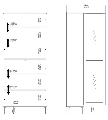 Roomers vitrin med två dörrar vit/ek#9