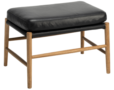 Bremen lounge fotpall ek oljad, läder svart#1