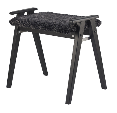 Alme pall svartbetsad ek/fårskinn mörkgrå