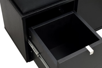 Confetti bänk 2L svartbetsad ek/svart tyg#3