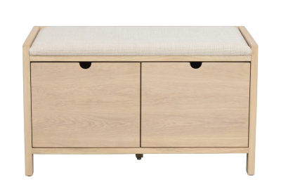 Hillmond bänk 2L 80 vitpigmenterad ek/beige tyg