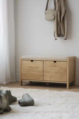 Hillmond bänk 2L 80 ek/beige tyg#2